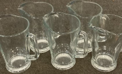 SET IF 5 GLASS BEER PITCHERS.