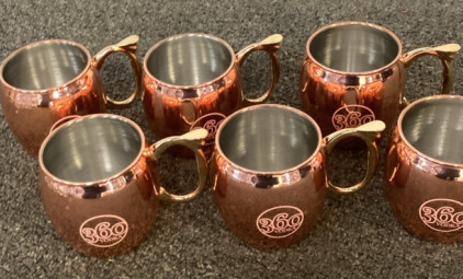 SET OF 6 360 VODKA DRINKING CUPS.