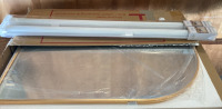 Gold Arched Mirror & 2 Blackout Roller Shades