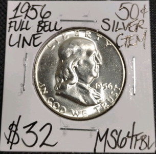 (1) 1956 MS64 FBL Full Bell Line Franklin Half Dollar