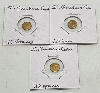 (3) St. Gaudens 1/2 Gram Gold Toned Coins (Unverified)