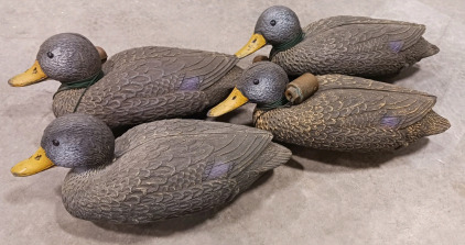 (4) Vintage Gadwall Black Duck Decoys - Carry-Lite - Made in Italy