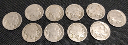 (10) Assorted Buffalo Nickels-Faded Dates-