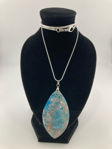 80.50 ct. Natural Blue Crazy Lace Agate Gemstone Pendant .925 Necklace