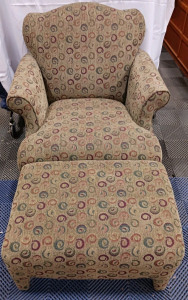 (2) Furniture Pieces - (1) Sam Moore Patterned Armchair (1) Matching Ottoman