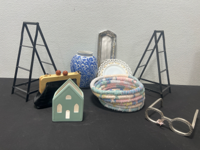 Vintage Home Decor, Mini Ladders, Vintage Purse, Fabric basket and More!