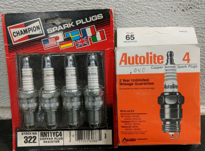 (8) Spark Plugs - (4) Champion RN11YC4 Copper Plus Resistor (4) Autolite 65 Resistor
