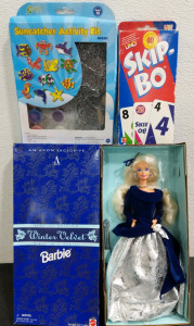 (3) Toys and Games - (1) Winter Velvet Barbie Special Edition (1) Suncatcher Activity Kit (1) Skip-Bo Card Game