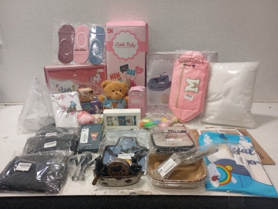 AMAZON OVERSTOCK! All Items NEW in ORIGINAL PACKAGING. (1) Little Baby Doll, (1) Sentro Knitting Machine, YOOLIFE Pink Lunchbag, 14Oz. Kid's Tumbler/Bottle, Chidren's Card Early Educational Device, Banb Baby Socks, (3) Kid's Water Table Cover Fit Square s