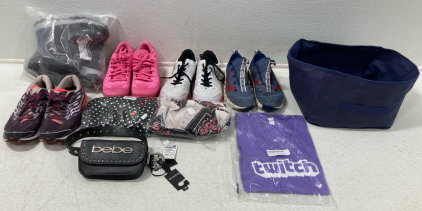 (5) Pairs Of Shoes (3) Shirts, & Bebe Bag