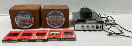 Vitage Craig Pioneer Model C502 4-Track Car Stereo w/ (2) Speakers & (6) Craig Stereo Tapes