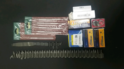 Bullet Holder Chain, Set of Picks, Compass, Small Knives, And More!