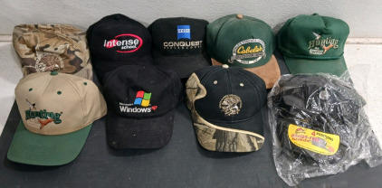 (9) Assorted Baseball Caps - Hunting Outdoor and Tech Themes