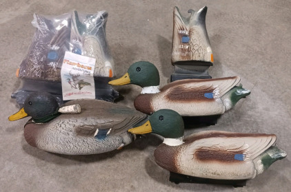 (3) Full Mallard Duck Decoys (3) Flambeau Mallard Duck Butts - Made in USA