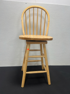 (1) Wooden Bar Stool Swivel Chair 44” Tall