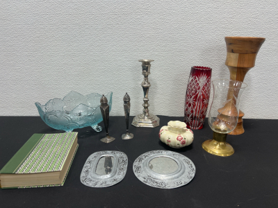 Vintage Dishes- Vases, Glass Bowls, Books, Candle Holders and more