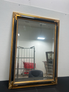 (1) Wood Framed Mirror- Black and Gold- 30”x42”- Great Condition