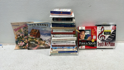 Collection of (21) Various Books Including Charlottes Web, Self Help Books, Art Books and More, AOLs Point & Speak, Voyetra Teach Me Piano Interactive Lessons