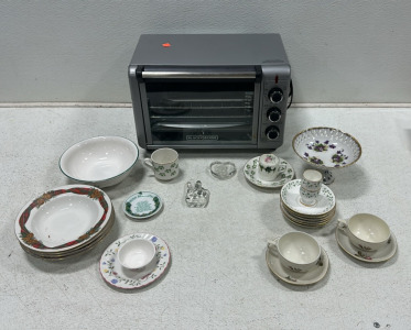 Black + Decker Convection Countertop Toaster Oven, Collection of Fine China Teacups/Saucers/Bowls