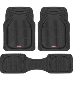 Motor Trend FlexTough Floor Mats for Cars, Black Deep Dish All-Weather Car Mats