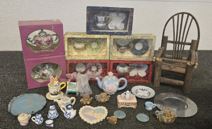 Collectible Porcelain Tea Sets In Boxes, Miniature Tea Party Collectible Knicknacks