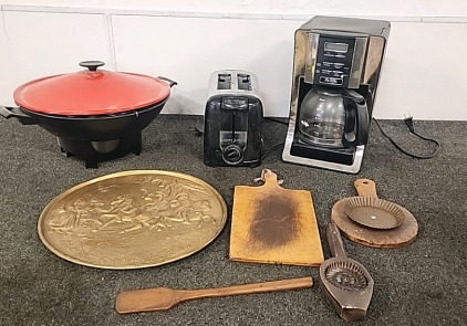 Various Items.. Red Wok. Mr Coffee Maker.. Toaster.. Candy Making Molds.. and more