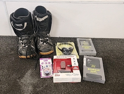 Snowboarding Boots Size 8 ... Schwinn USB Rechargeable Headlight.. Samsung A12 Rugged Case.. And More..