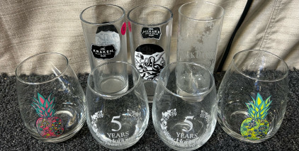 Wine Glasses, Jack Daniel’s Cup, Kraken Black Spiced Rum Glasses