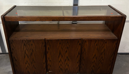 Brown Glass Table, Cabinet