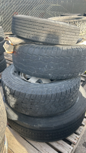 (3) Different Big Size, Different Band Tires, (1) Small Tire