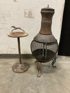 Chiminea and Elevated Ash Tray