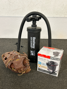 Air Hammer Inflation Pump, Intex Electric Pump and Baseball Glove