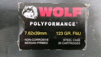 (60) Wolf Polyformance 7.62x39mm 123 GR. FMJ Ammunition - 3