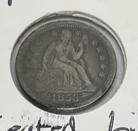 1853 Seated Liberty Dime (With Arrows) (Carded) - 3