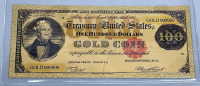 99.9 24k Carat Gold Flake“The Treasury Of The United States” One Hundred Dollars In Gold Coin Banknote W/ C.O.A. - 2