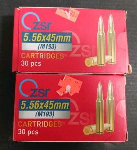 (60) Rounds of 5.56x45mm M193 Ammunition FMJ - (2) 30 Round Boxes