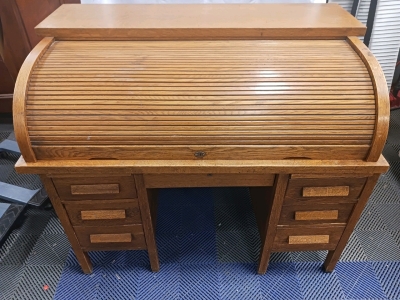 (1) Roll-Top Desk - Leopold Desk Co. - 52"x32"x43"H - 2 Pieces
