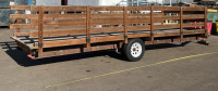 24’ Single Axle Wooden Floor Stake Bed Trailer