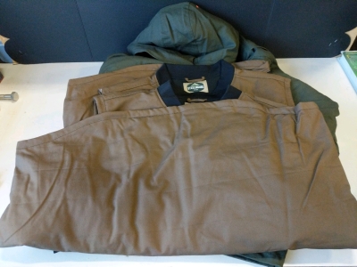 2) Steelguard Canvas Vests 3XL Green, (1) Steelguard Canvas Jacket 3XL Green Hooded (r6)