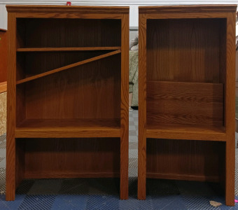 (2) Oak Bookcases - (1) 30"x13½"x48"H (1) 23"x13½"x48"H