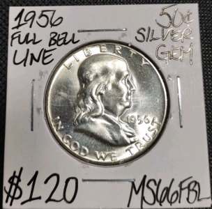 1956 MS66FBL Full Bell Line Franklin Half Dollar