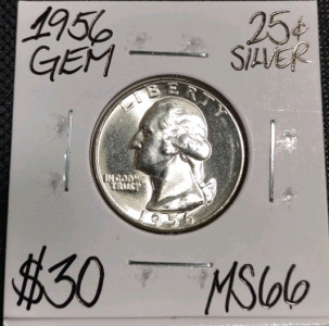 1956 MS66 Gem Silver Washington Quarter