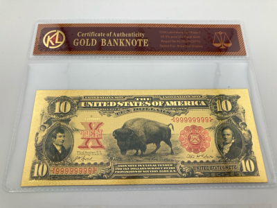 24k Gold $10 Buffalo Banknote w/COA