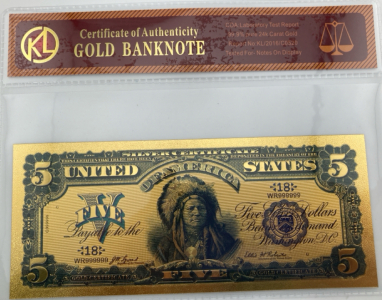 24k Gold $5 Banknote w/COA