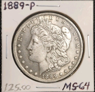 1889-P U.S. Morgan Silver Dollar, Grade MS64, Collectors Value: $125.00