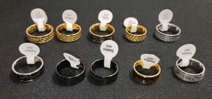 (10) Assorted Sized Stainless Steal Mens Rings