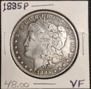 1885-P U.S. Morgan Silver Dollar, Grade VF, Collectors Value: $48.00