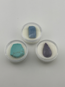 (1) Turquoise Gemstone Cabochon (1) Checker Cut Blue Opal Gemstone Cabochon (1) Natural Russian Lepidlite Cabochon Gemstone