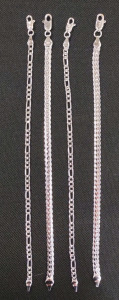 (2) 925 Silver Figaro Chain Bracelets & (2) 925 Silver Snake Chain Bracelets