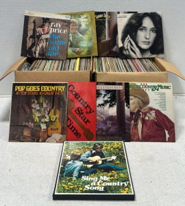 Assortment of (200+) Vinyl Records Including: Johnny Cash, John Denver, Joan Baez, Conway Twitty, Ray Price, Patsy Cline, and Much More